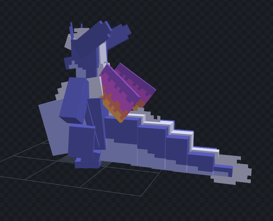 work-in-progress screenshot of nebula's model. the wings are very square looking.